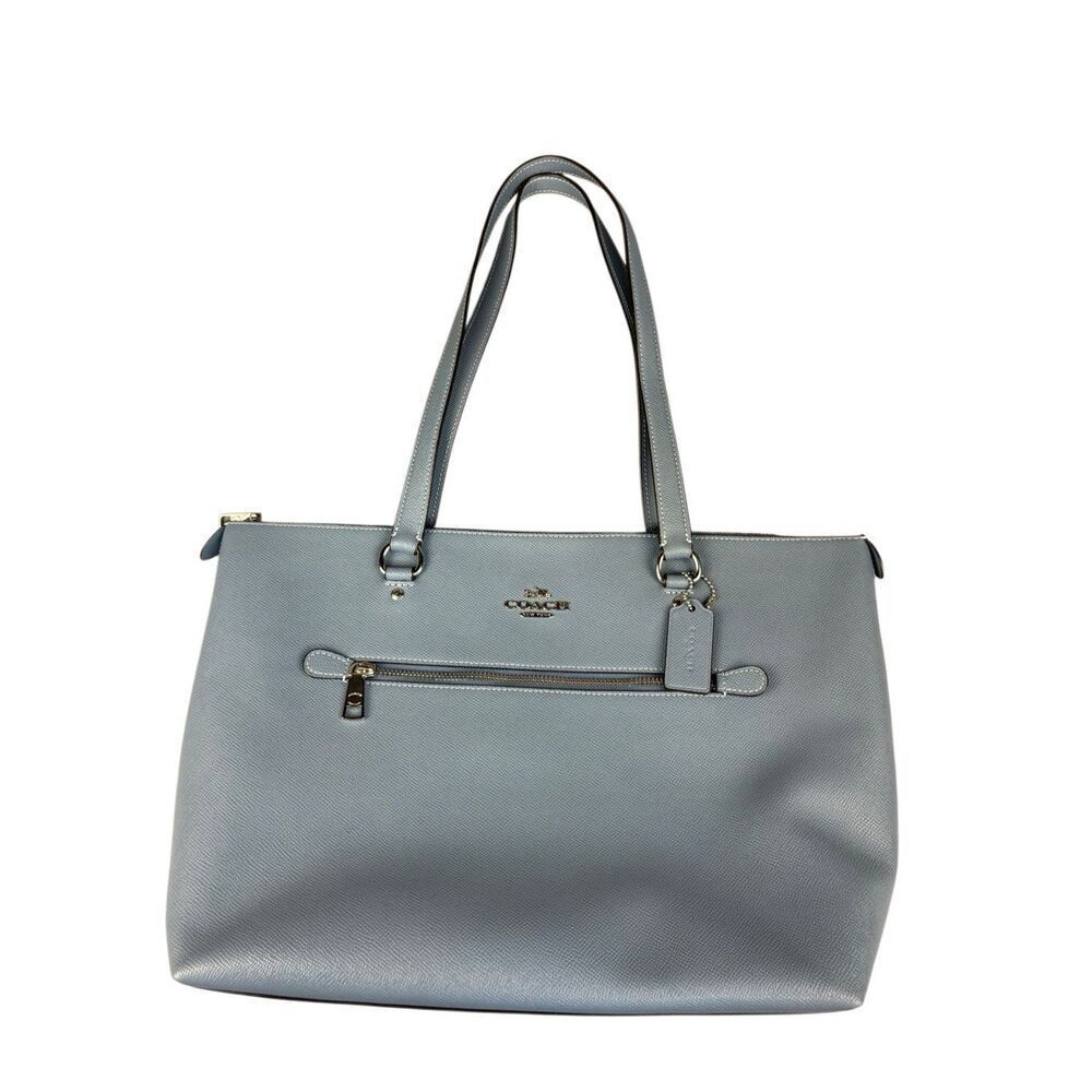 Coach City Zip Tote Blue Crossgrain Leather Shoulder Bag F58846